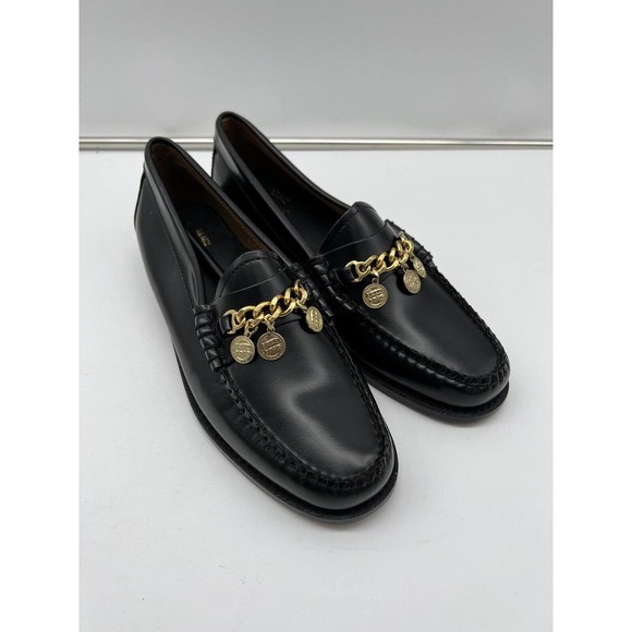 New Anthropologie Bass Charm Penny Laofers Womans Size 8 Medium Black Slip On - Picture 8 of 11